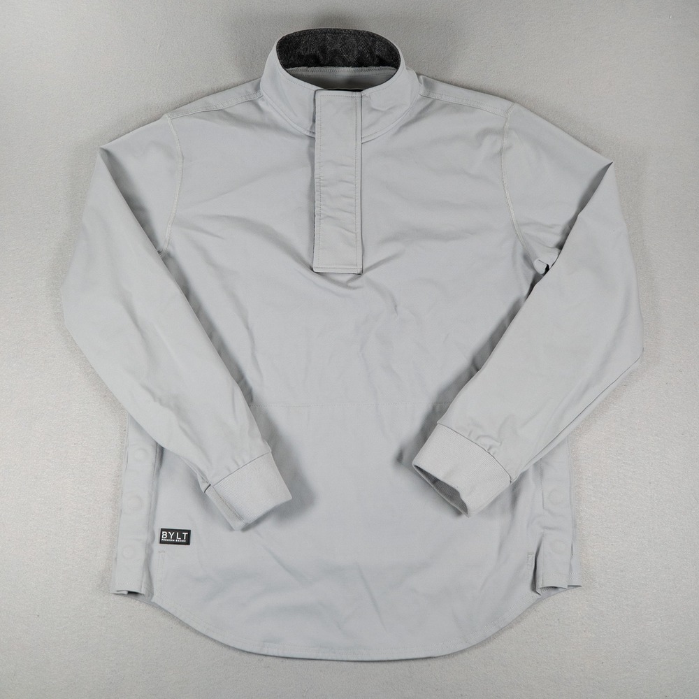 BYLT Men Elite Fairway Pullover Mock Neck Snap Performance Gray Size L Athleisur